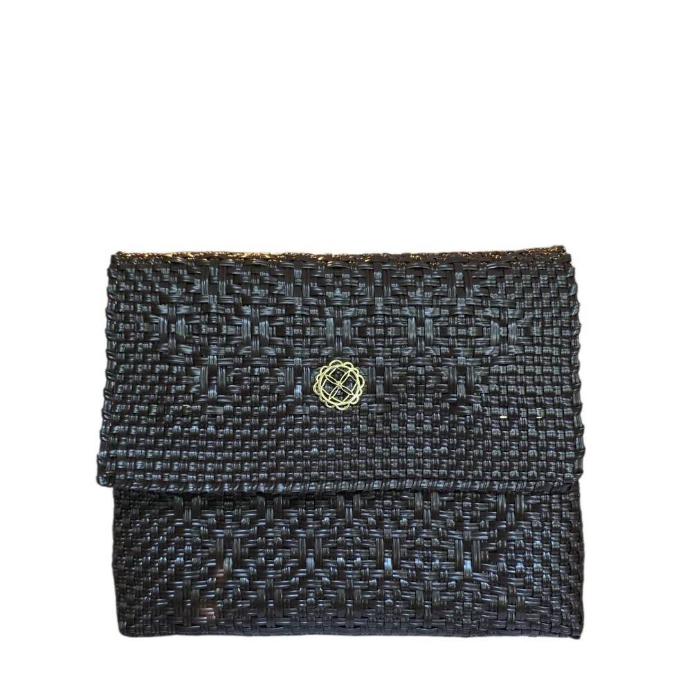 NEW LOLA'S BAG women's woven long metal strap crossbody bag in brown